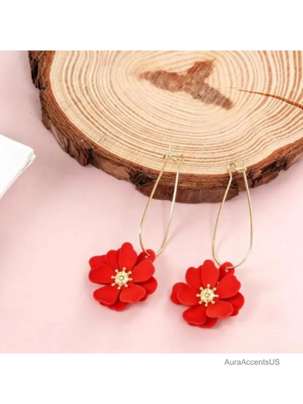 Bohemian Daisy Flower Dangle Earrings Gold Plated Long Drop Floral Statement